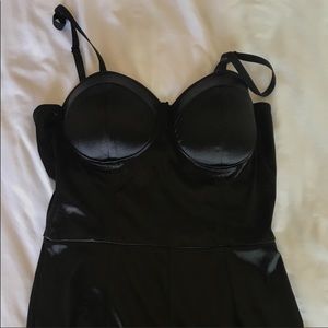 Fashion Nova black satin like jumpsuit medium
